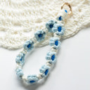 Blue Floral Macrame Knit Keychain