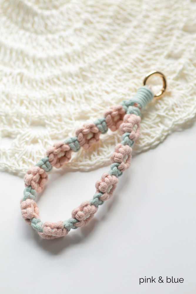 Floral Macrame Knit Keychain