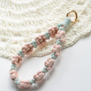 Pink & Blue Floral Macrame Knit Keychain