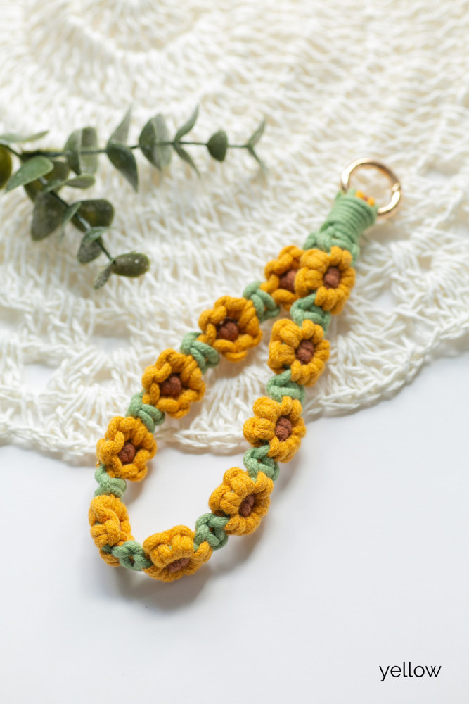 Floral Macrame Knit Keychain