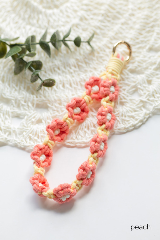 Floral Macrame Knit Keychain