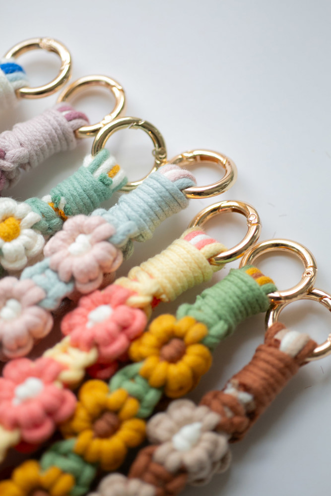 Floral Macrame Knit Keychain