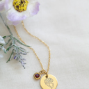 January Gold Birthstone and Birth Flower Necklace