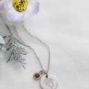 January Silver Birthstone and Birth Flower Necklace