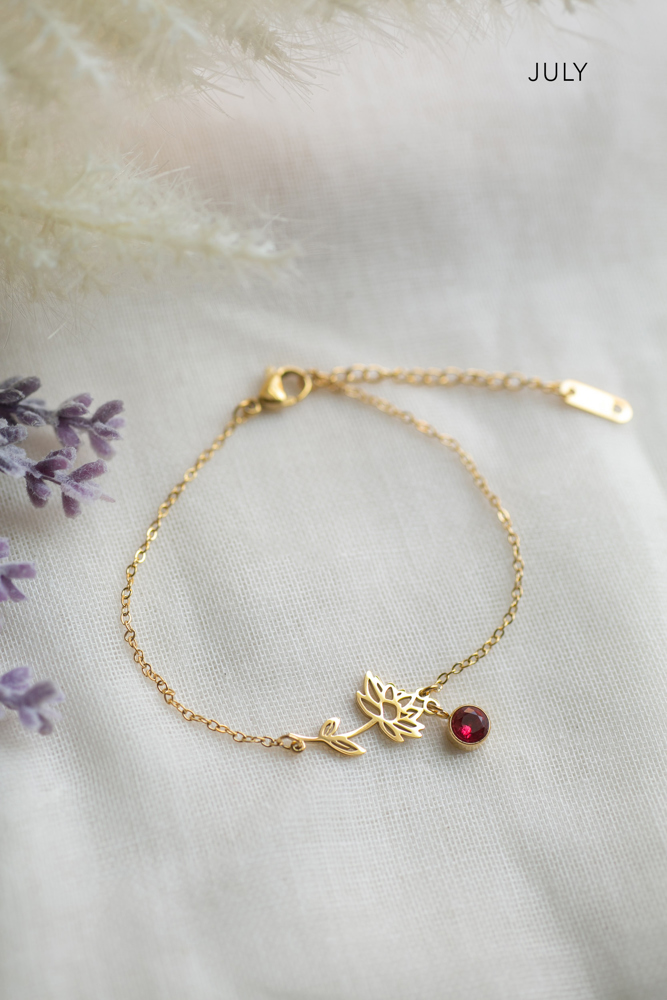 Birthstone and Birth Flower Bracelet