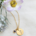 February Gold Birthstone and Birth Flower Necklace