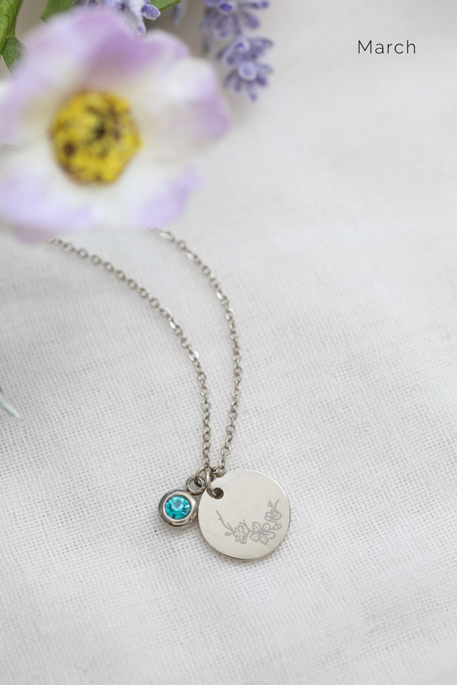 Birthstone and Birth Flower Necklace