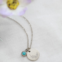 March Silver Birthstone and Birth Flower Necklace