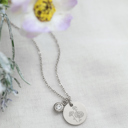 April Silver Birthstone and Birth Flower Necklace