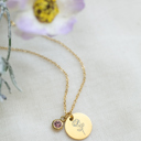 June Gold Birthstone and Birth Flower Necklace