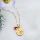 July Gold Birthstone and Birth Flower Necklace