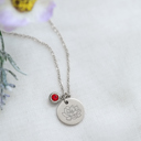 July Silver Birthstone and Birth Flower Necklace