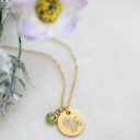 August Gold Birthstone and Birth Flower Necklace