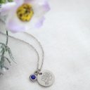 September Silver Birthstone and Birth Flower Necklace