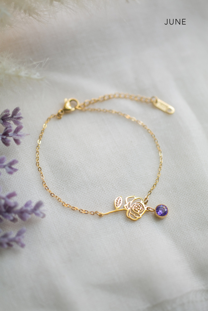 Birthstone and Birth Flower Bracelet