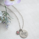 October Silver Birthstone and Birth Flower Necklace