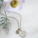 November Silver Birthstone and Birth Flower Necklace