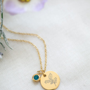 December Gold Birthstone and Birth Flower Necklace