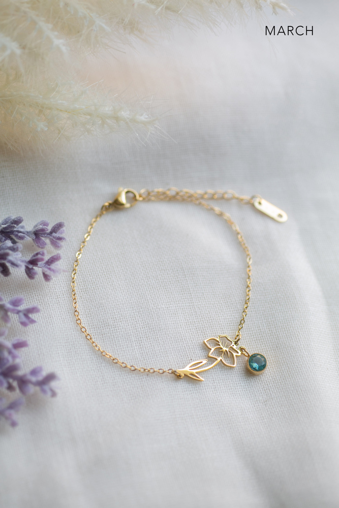 Birthstone and Birth Flower Bracelet