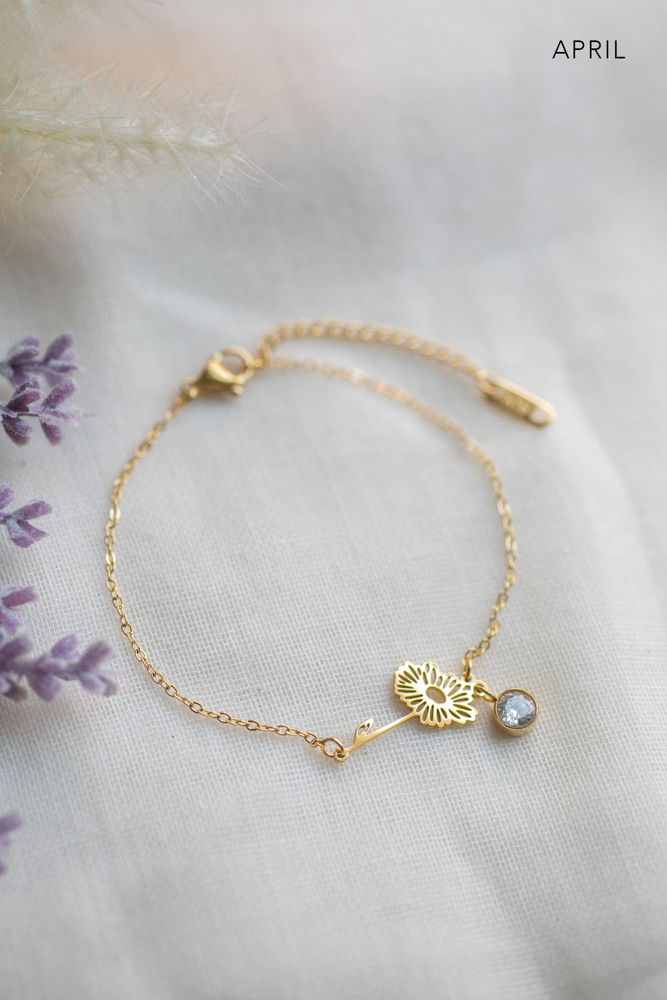 Birthstone and Birth Flower Bracelet