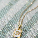 D Gold Mother of Pearl Initial Letter Necklace