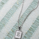 E Silver Plated Mother of Pearl Initial Letter Necklace
