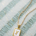 F Gold Mother of Pearl Initial Letter Necklace