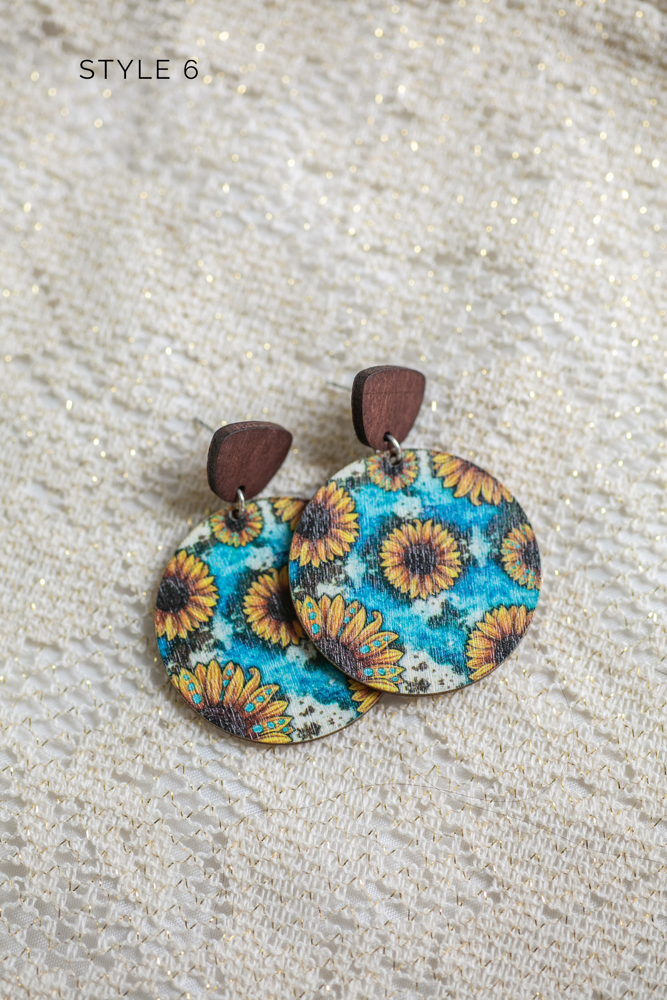 Wooden Wildflower Earrings