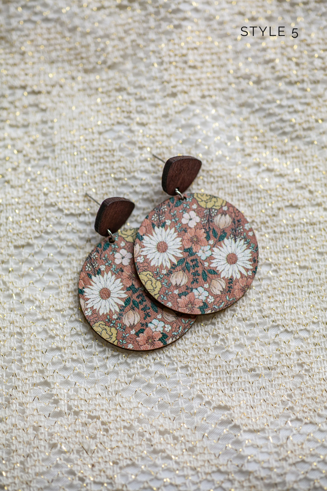 Wooden Wildflower Earrings