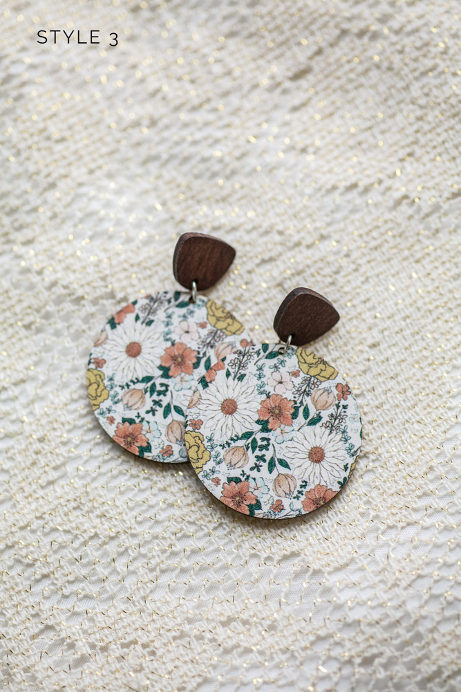 Wooden Wildflower Earrings