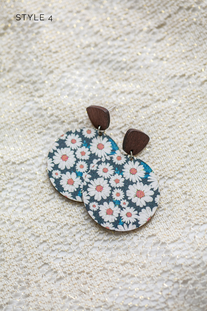 Wooden Wildflower Earrings