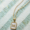 M Gold Mother of Pearl Initial Letter Necklace