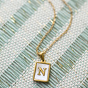 N Gold Mother of Pearl Initial Letter Necklace