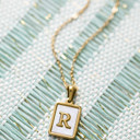 R Gold Mother of Pearl Initial Letter Necklace