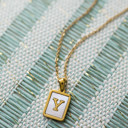 Y Gold Mother of Pearl Initial Letter Necklace