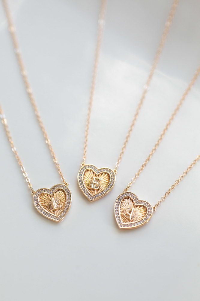 Initial Letter Heart Necklace