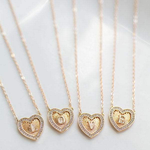 Initial Letter Heart Necklace