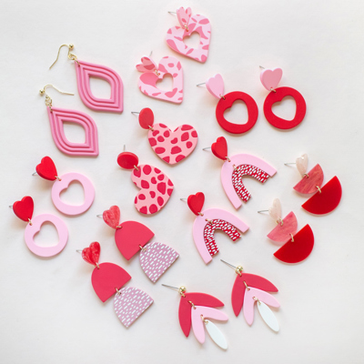 Pink Heart Dangle Earring Collection