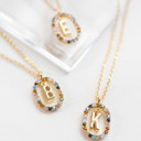  Colorful CZ Initial Letter Necklace