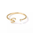 S Gold Initial Letter Ring