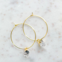 April Raw Gemstone Birthstone Hoop Earrings