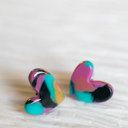 Multicolored Acrylic Heart Earrings