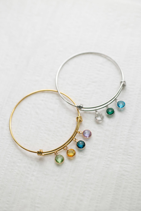 Birthstone Charm Bangle Bracelet