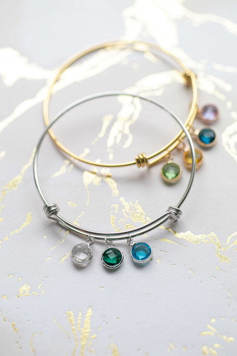 Birthstone Charm Bangle Bracelet