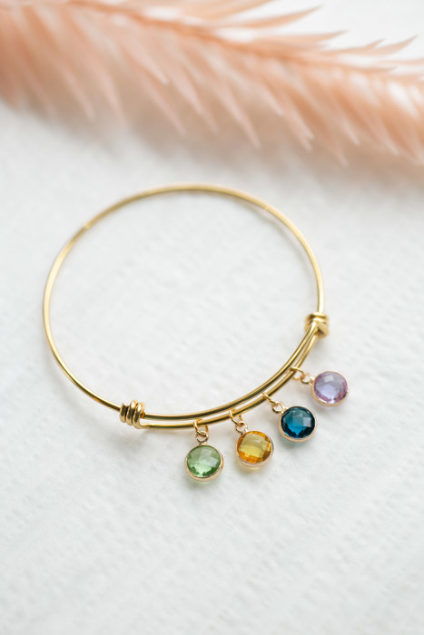 Birthstone Charm Bangle Bracelet