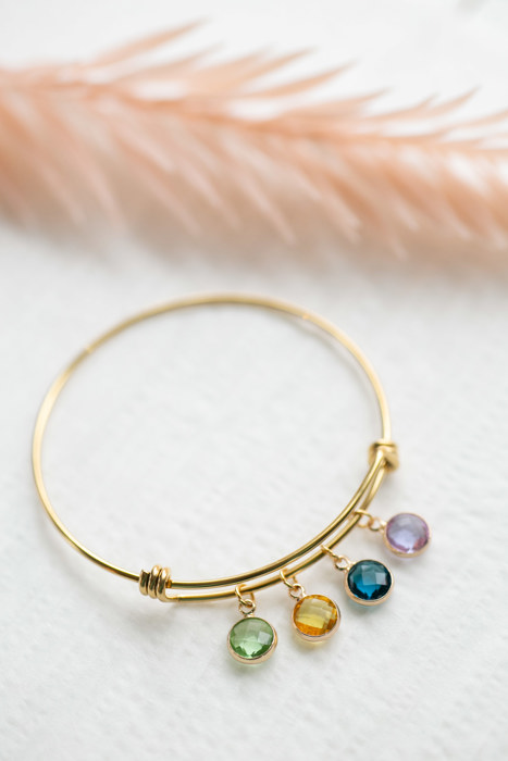 Birthstone Charm Bangle Bracelet