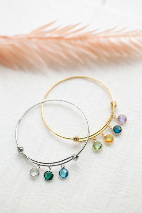 Birthstone Charm Bangle Bracelet