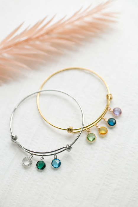 Birthstone Charm Bangle Bracelet
