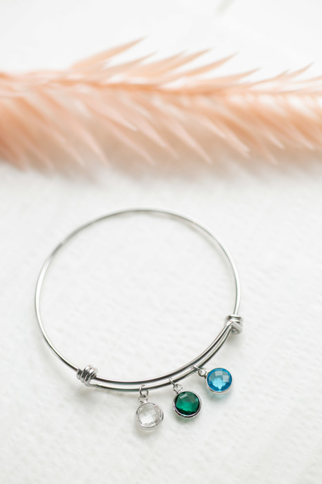 Birthstone Charm Bangle Bracelet