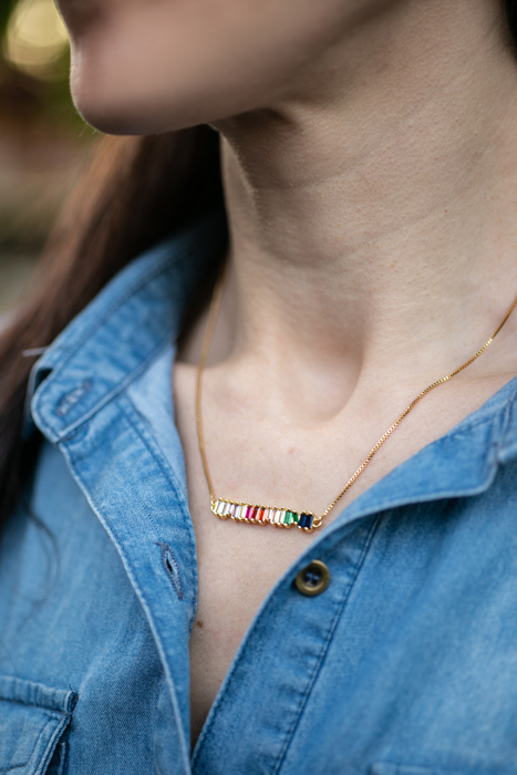 Colorful Rainbow CZ Rhinestone Necklace